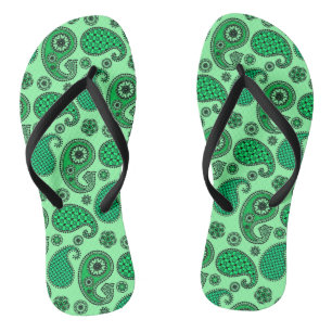 Paisley pattern, jade and mint green thongs