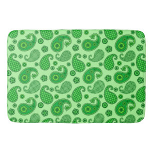 Paisley Pattern, Lime and Emerald Green Bath Mat