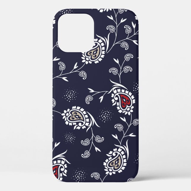 paisley pattern on navy Case-Mate iPhone case (Back)