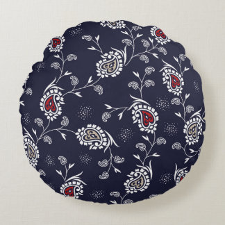 paisley pattern on navy round cushion