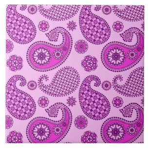 Paisley pattern, orchid and amethyst purple ceramic tile