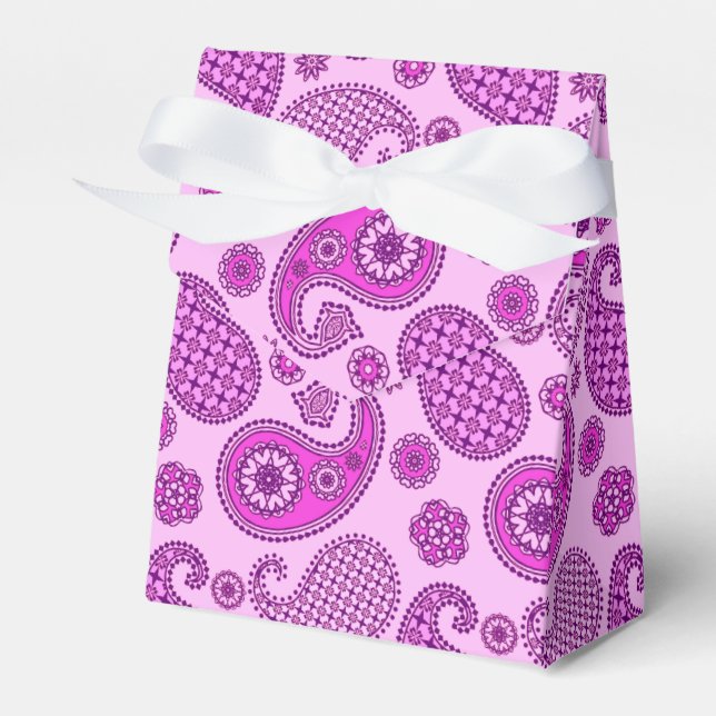 Paisley pattern, orchid and amethyst purple favour box (Front Side)