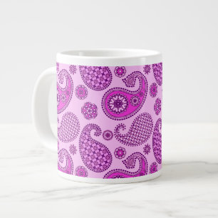 Paisley pattern, orchid and amethyst purple large coffee mug