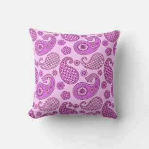 Paisley pattern, orchid and amethyst purple outdoor cushion