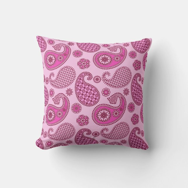 Paisley pattern, orchid and amethyst purple outdoor cushion (Front)