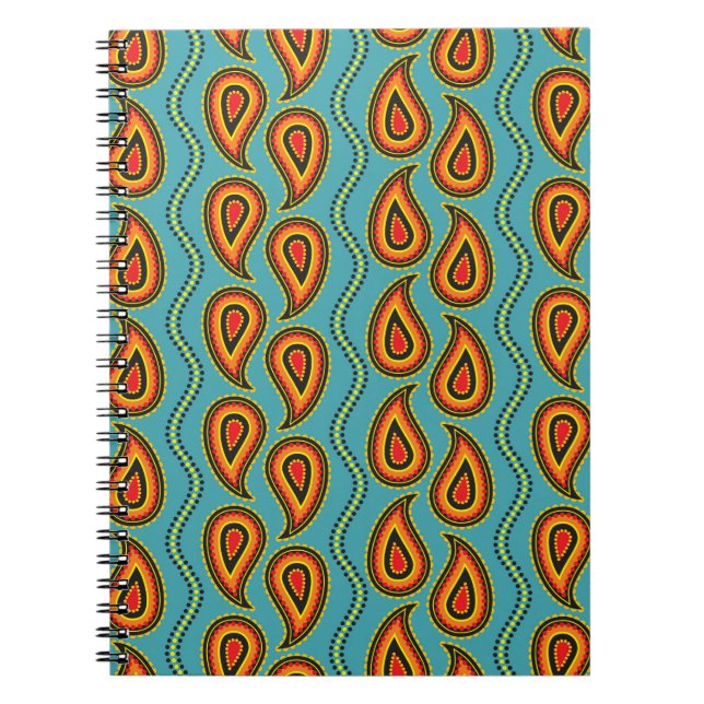 Paisley pattern,  ornamental fabric texture indian notebook (Front)