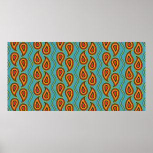 Paisley pattern, ornamental fabric texture indian poster