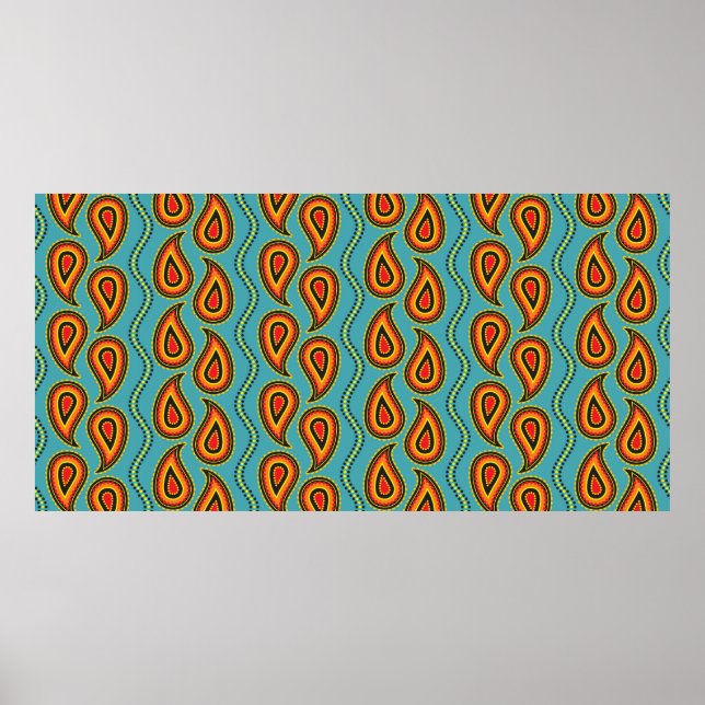 Paisley pattern,  ornamental fabric texture indian poster (Front)