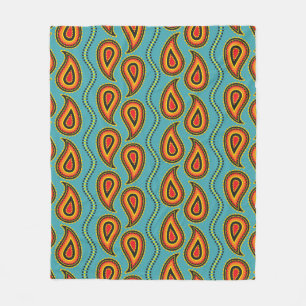 Paisley pattern,ornamental fabric texture indian s fleece blanket