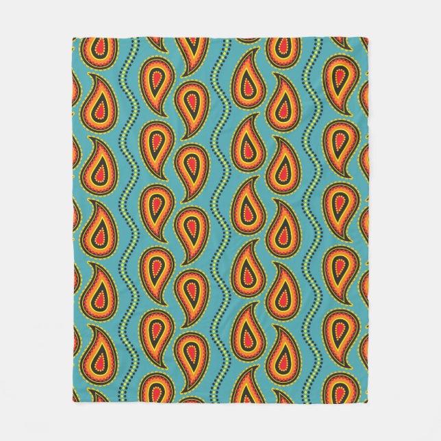Paisley pattern,ornamental fabric texture indian s fleece blanket (Front)