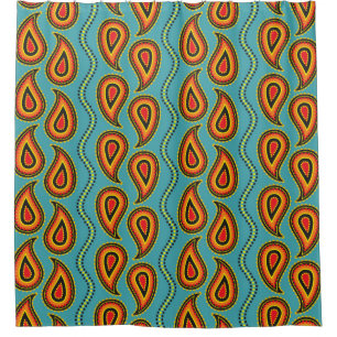Paisley pattern, ornamental fabric texture indian shower curtain