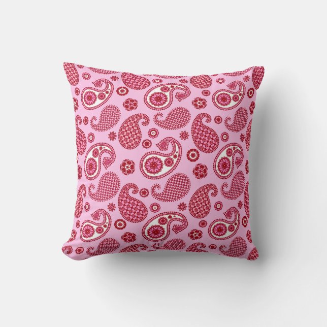 Paisley Pattern, Peppermint Pink and White  Cushion (Front)