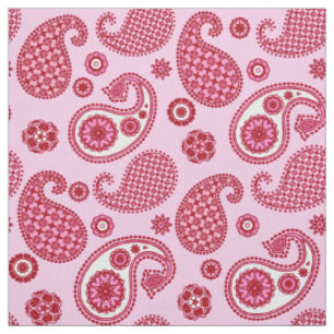 Paisley Pattern, Peppermint Pink and White Fabric