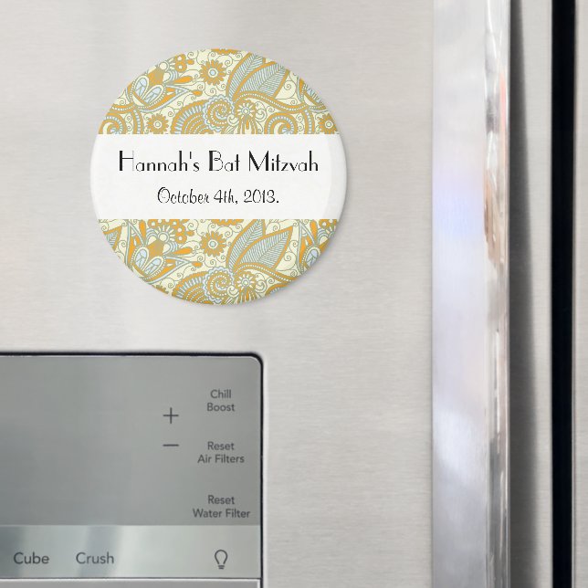 Paisley Pattern, Persian Paisley, Bat Mitzvah Magnet (In Situ (Fridge))