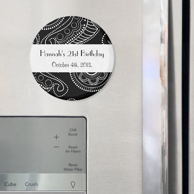 Paisley Pattern, Persian Paisley, Boteh, Birthday Magnet (In Situ (Fridge))