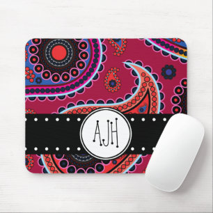 Paisley Pattern, Persian Paisley, Boteh, Monogram Mouse Pad