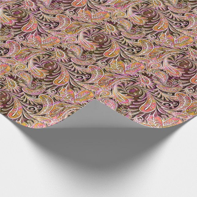 Paisley Pattern Plum Pink Green Wrapping Paper (Corner)