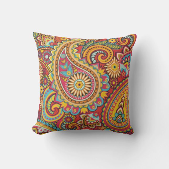 Paisley Pattern Print Cushion (Front)
