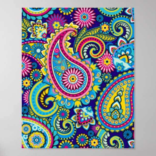 Paisley Pattern Print Poster (Front)