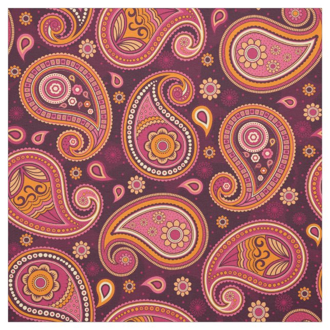 Paisley pattern red pink and maroon colour fabric (Swatch)