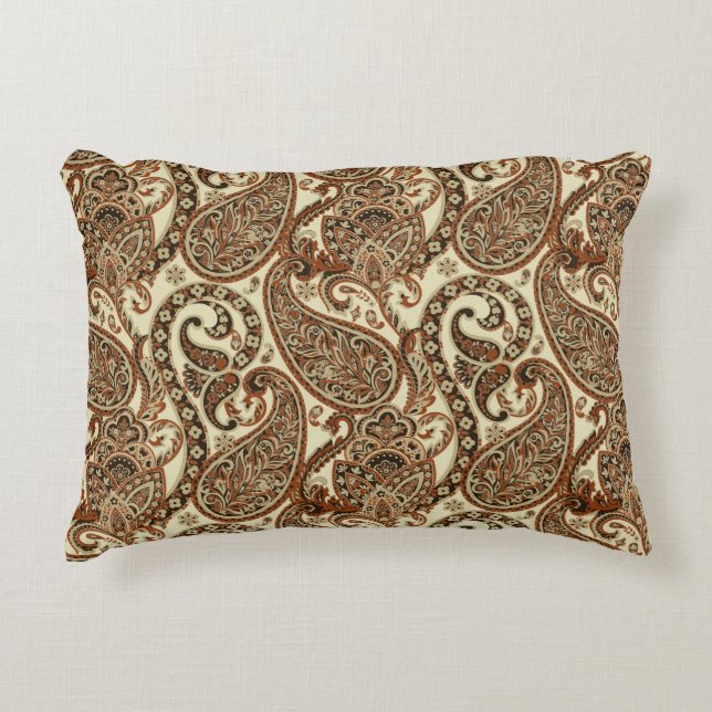 Paisley Pattern. Seamless Asian Textile Background Decorative Cushion (Front)