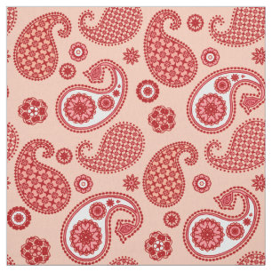 Paisley Pattern, Shades of Coral Orange Fabric