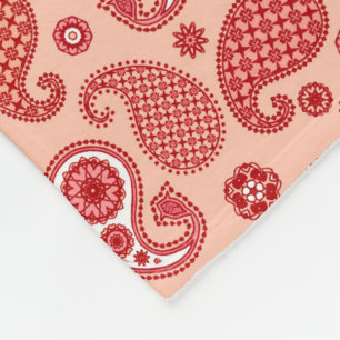 Paisley Pattern, Shades of Coral Orange Fleece Blanket