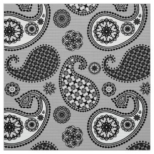 Paisley pattern, shades of grey, black and white fabric