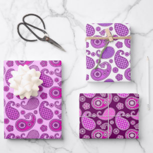 Paisley Pattern, Shades of Orchid and Purple Wrapping Paper Sheet