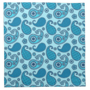 Paisley pattern, sky and cobalt blue napkin
