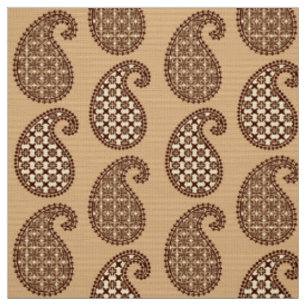 Paisley pattern, tan, cream and chocolate fabric