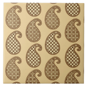 Paisley pattern, tan, cream and chocolate tile