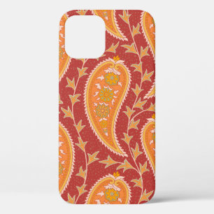 Paisley pattern. Turkish cucumber. Maroon-orange c iPhone 12 Case