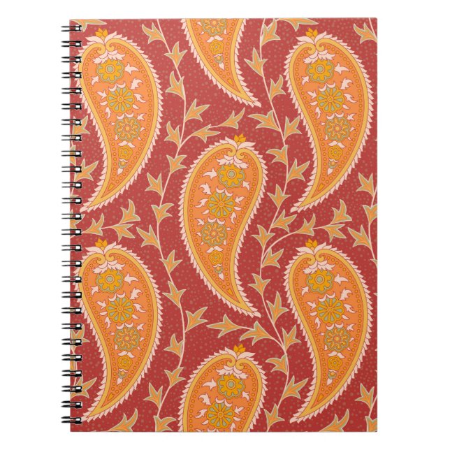 Paisley pattern. Turkish cucumber. Maroon-orange c Notebook (Front)