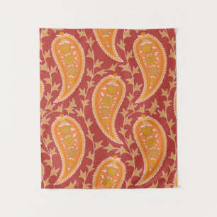 Paisley pattern. Turkish cucumber. Maroon-orange c Tapestry