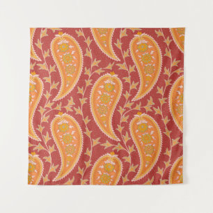 Paisley pattern. Turkish cucumber. Maroon-orange c Tapestry