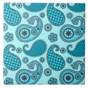 Paisley pattern, turquoise, aqua and navy tile