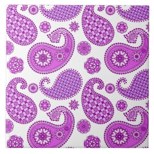 Paisley pattern, violet, purple and white ceramic tile
