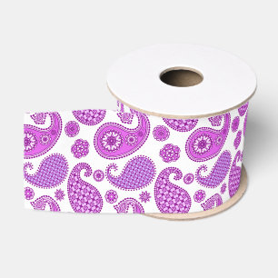 Paisley pattern, violet, purple and white grosgrain ribbon