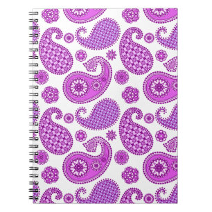 Paisley pattern, violet, purple and white notebook