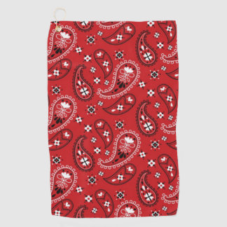 Paisley Pattern with Red Background-23214 Golf Towel