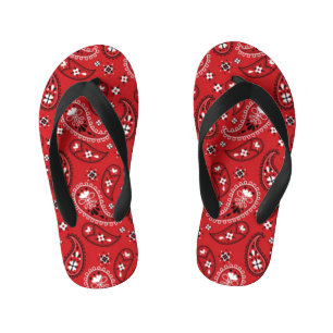 Paisley Pattern with Red Background-23214 Kid's Thongs