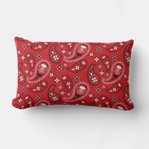 Paisley Pattern with Red Background-23214 Lumbar Cushion
