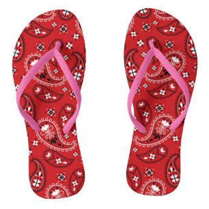 Paisley Pattern with Red Background-23214 Thongs
