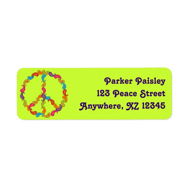 Paisley Peace Return Address Label (Front)