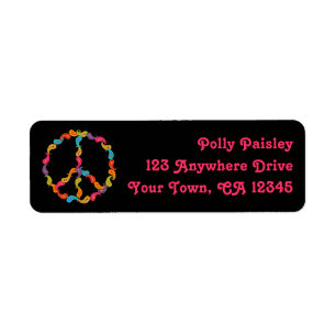 Paisley Peace Sign Return Address Label