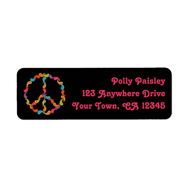 Paisley Peace Sign Return Address Label (Front)