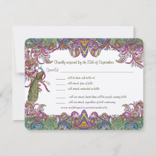 Paisley Peacock Colours RSVP Card
