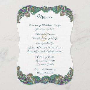 Paisley Peacock Colours Wedding Invitations