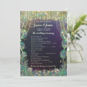 Paisley Peacock Colours Wedding Program